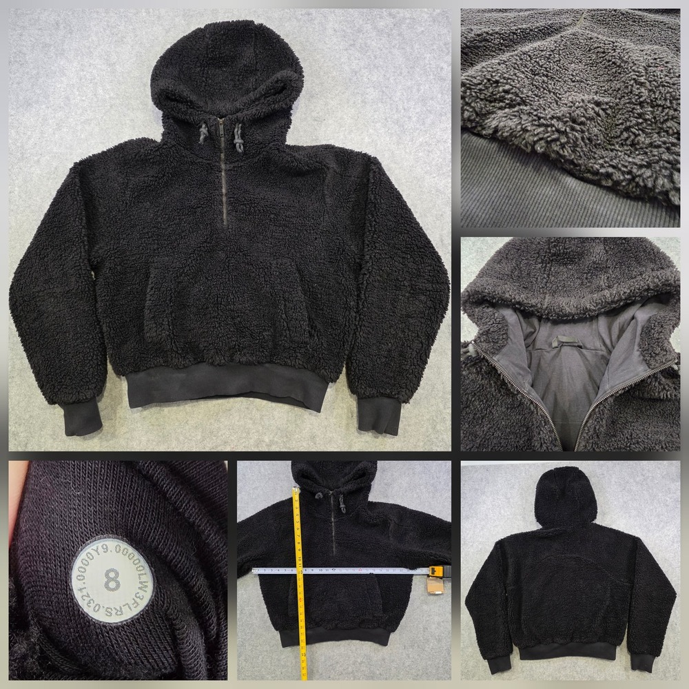 Lululemon Textured Fleece 1/2 Zip Hoodie Womens 8 Black Pullover Sherpa Jacket